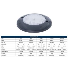 Megapool Sıva Üstü 36W Gün Işığı Havuz Lambası - Siyah Çerçeve