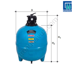 Gemaş FILTRONE Ø 920mm Plastik Havuz Kum Filtresi (Üstten Çok Yollu Vana)