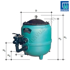 Gemaş FILTRONE L Ø 1000mm Plastik Havuz Kum Filtresi (Vanasız)