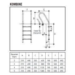 Gemaş 304 Kalite Kombine Model Havuz Merdiveni