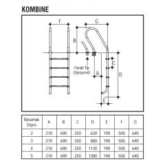 Gemaş 316 Kalite Kombine Model Havuz Merdiveni